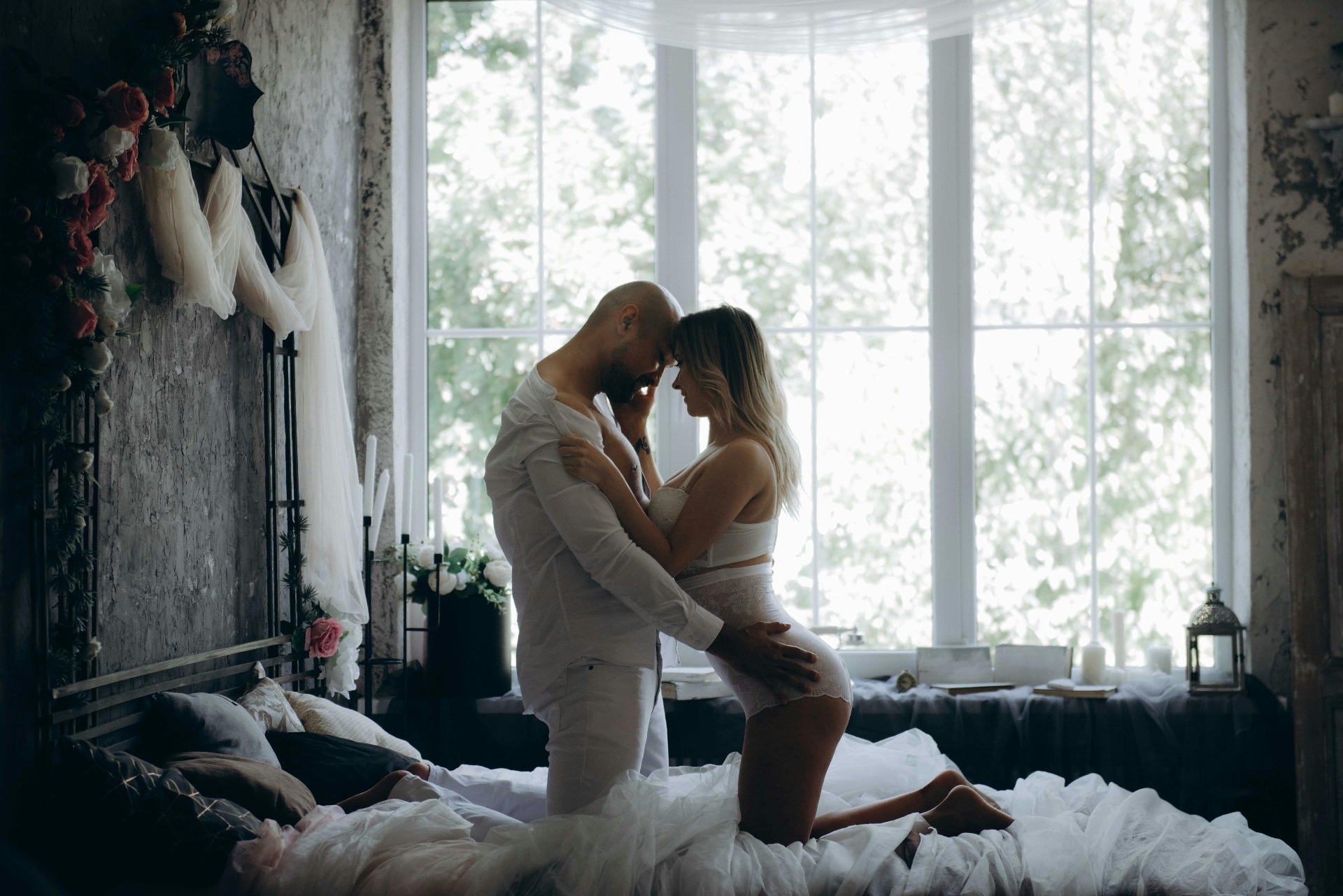 Intimate moment between couple